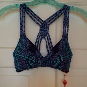 Red Carter Blue and Green Bralette with Macrame Straps